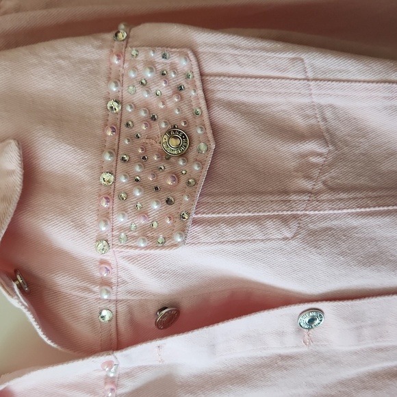 NWOT! READ!! Custom made crop pearl & diamond jean jacket - Picture 9 of 12